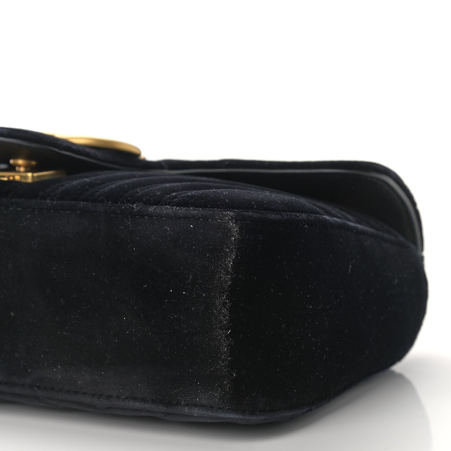 Gucci Velvet Matelasse Small GG Marmont Shoulder Bag Black 10 of 12