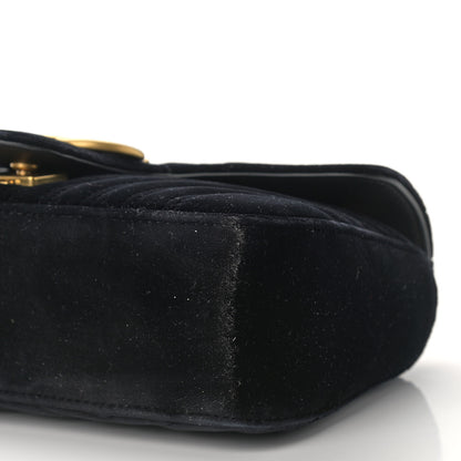 Gucci Velvet Matelasse Small GG Marmont Shoulder Bag Black 10 of 12