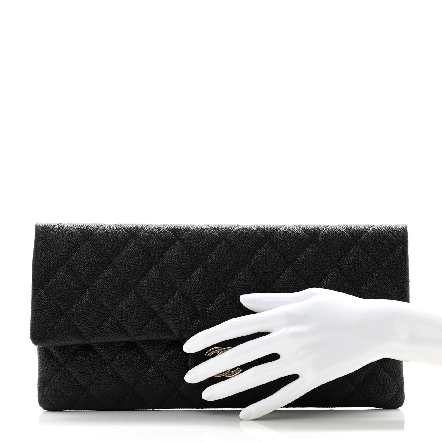 Caviar Quilted Flap Clutch Black