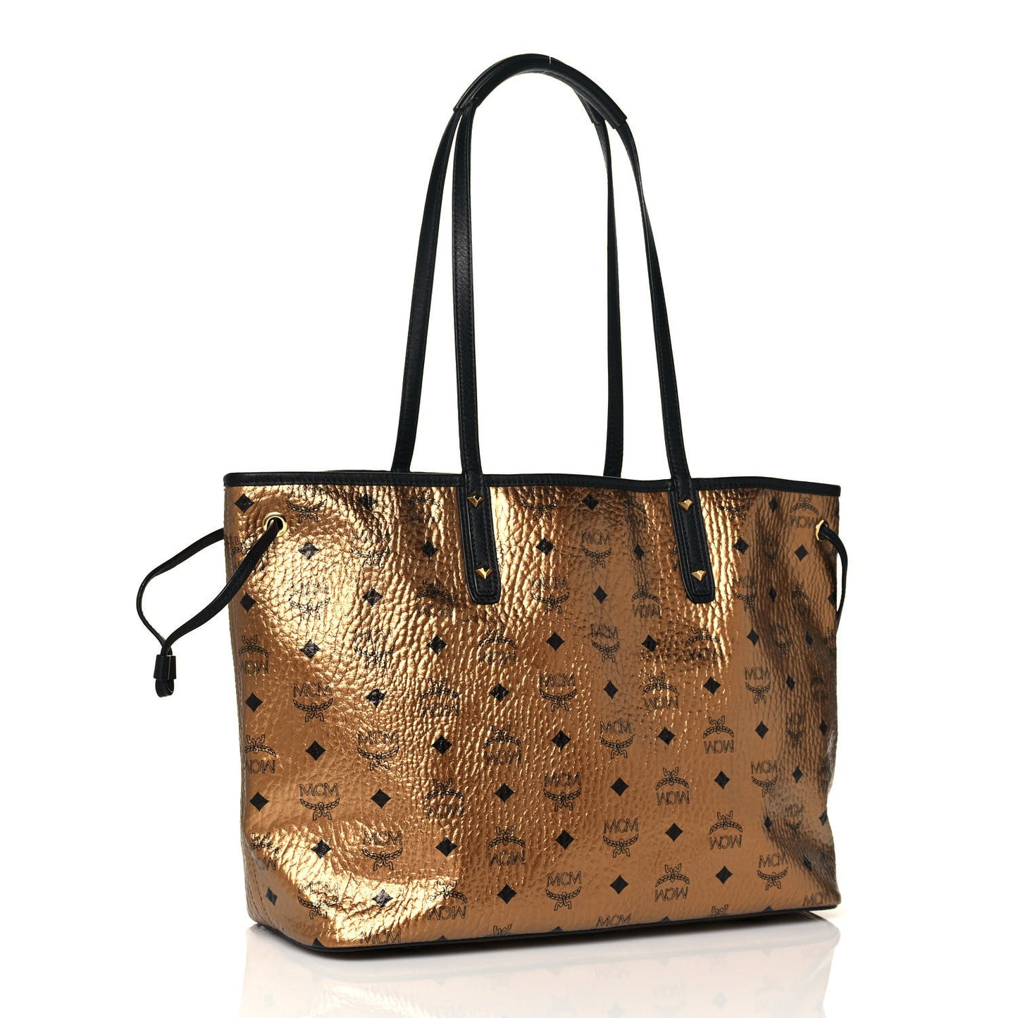 Metallic Visetos Medium Shopper Tote Gold