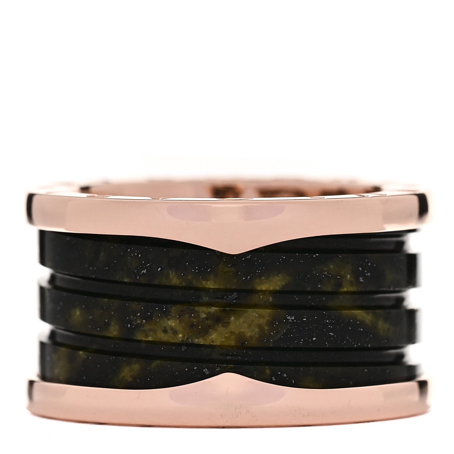 18K Rose Gold Green Marble B.Zero1 Four-Band Ring 53 6.5