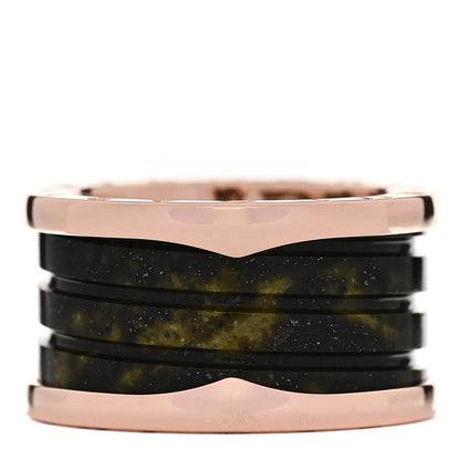 Bulgari 18K Rose Gold Green Marble B.Zero1 Four-Band Ring 53 6.5 1 of 6