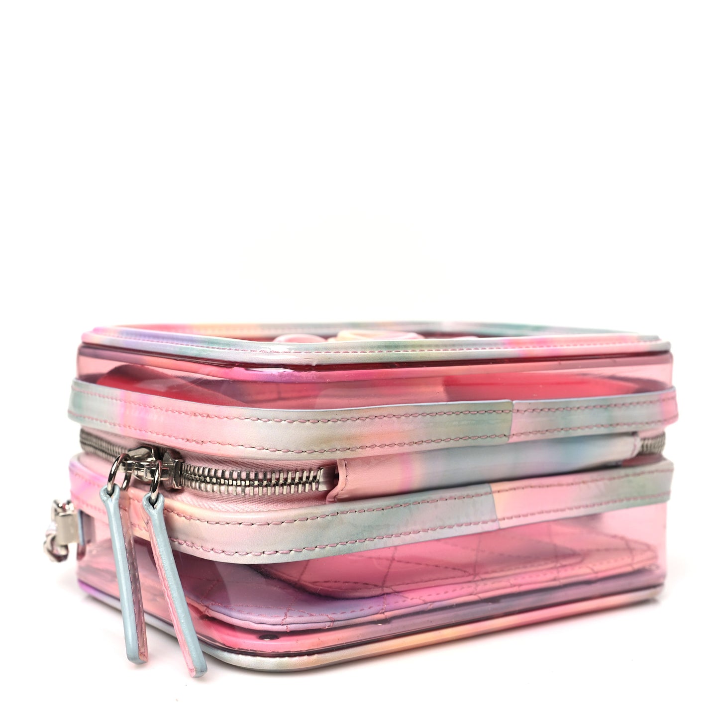 PVC Patent Calfskin Patent Lambskin Small CC Vanity Case Pink