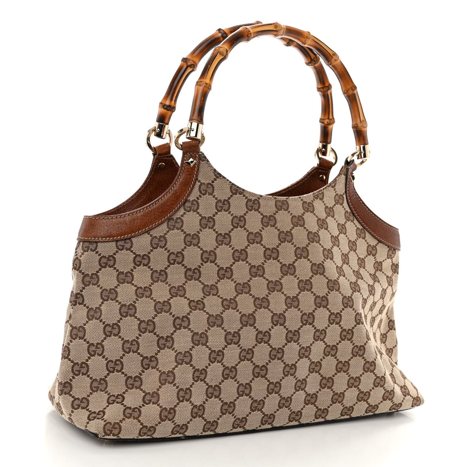 Gucci Monogram Bamboo Handle Bag Brown 3 of 10