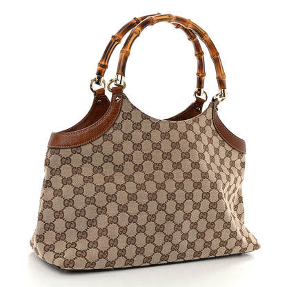 Gucci Monogram Bamboo Handle Bag Brown 3 of 10