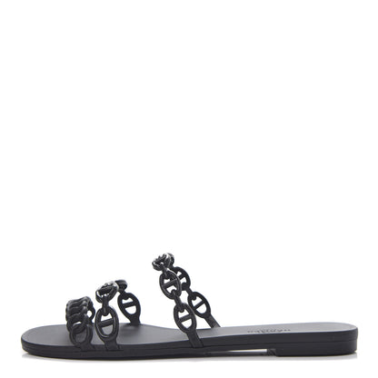 Hermes Rubber Chaine d'Ancre Rivage Sandals 36 Black 1 of 10
