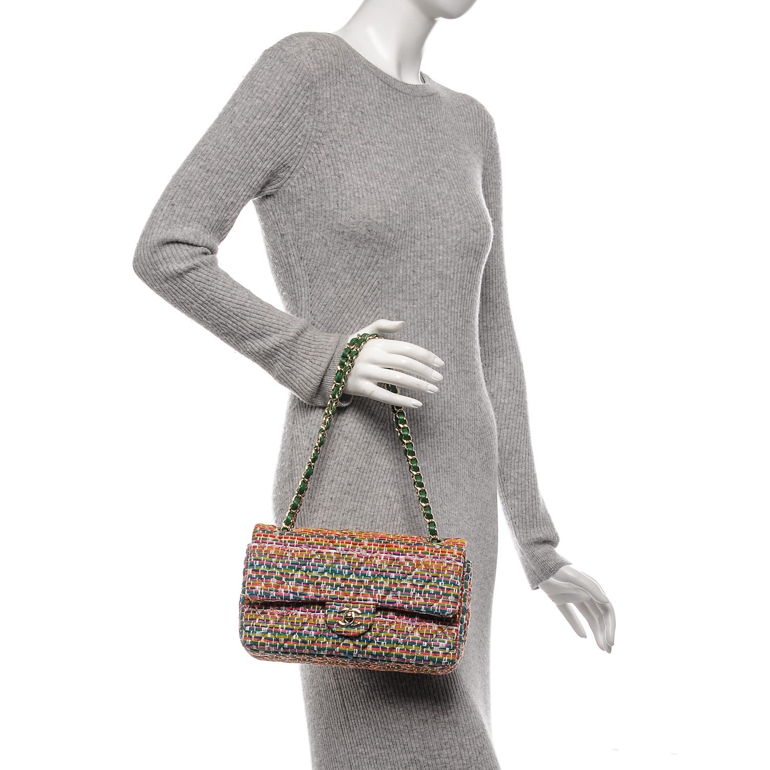 Chanel Tweed Quilted Medium Double Flap Multicolor 2 of 7