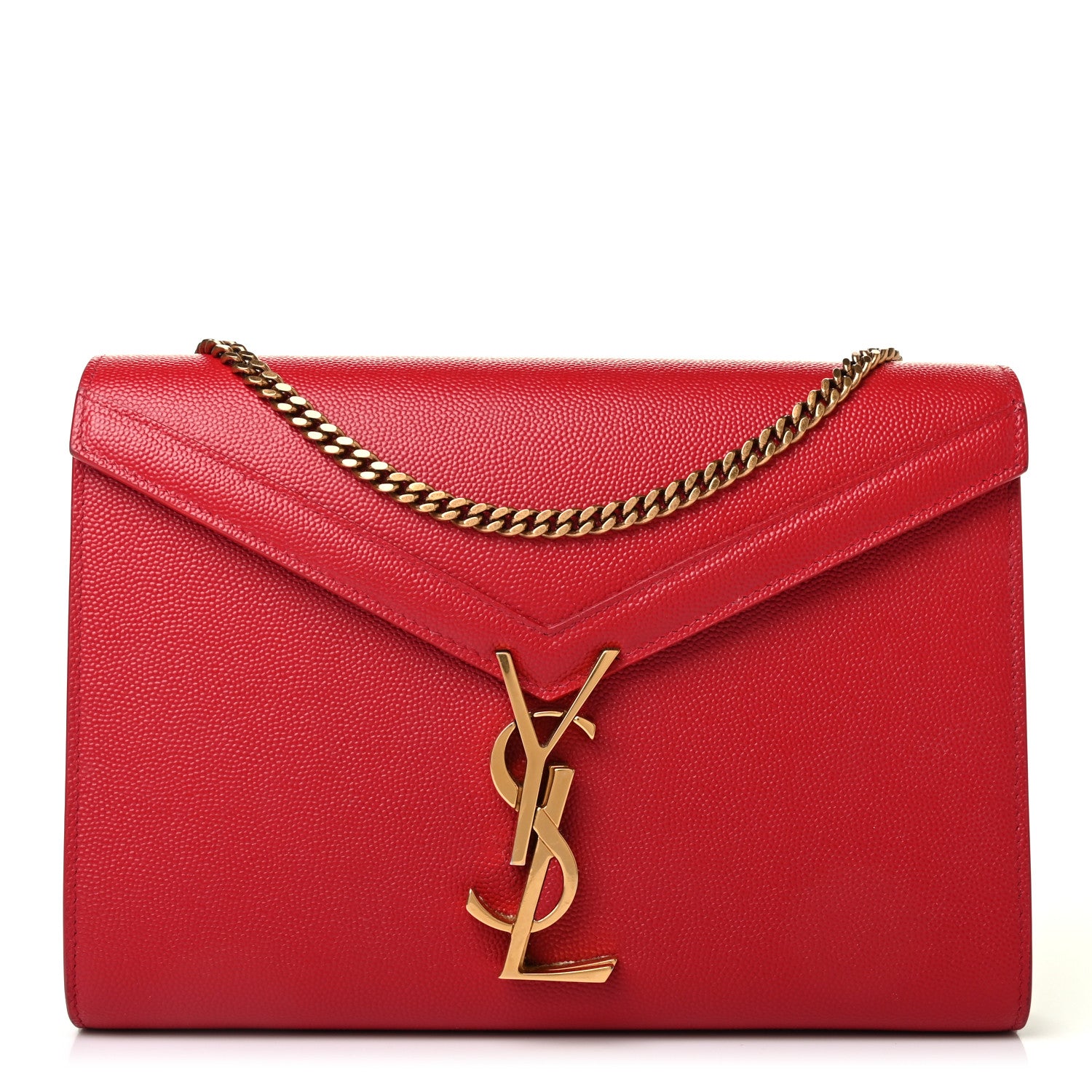 Saint Laurent Grain De Poudre Monogram Cassandra Chain Wallet Red 1 of 5