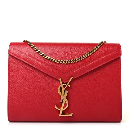 Saint Laurent Grain De Poudre Monogram Cassandra Chain Wallet Red 1 of 5