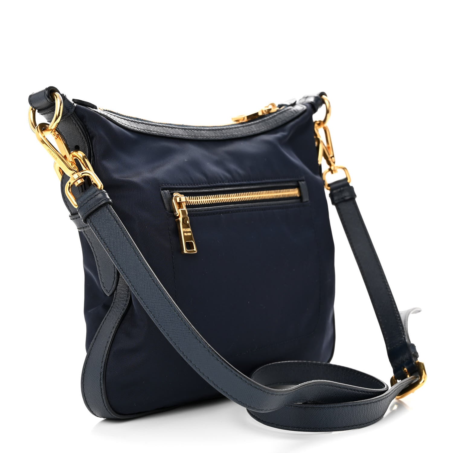 Prada Vela Nylon Saffiano Crossbody Navy 3 of 9