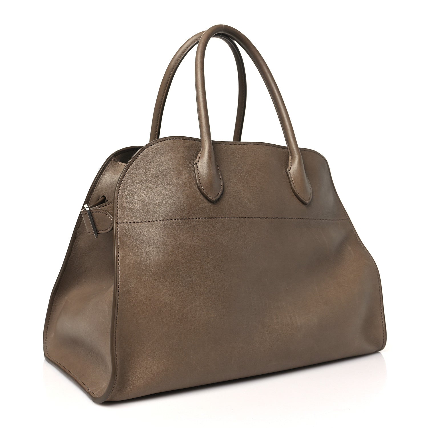 The Row Polished Saddle Calfskin Soft Margaux 12 Mouse Grey 3 of 10