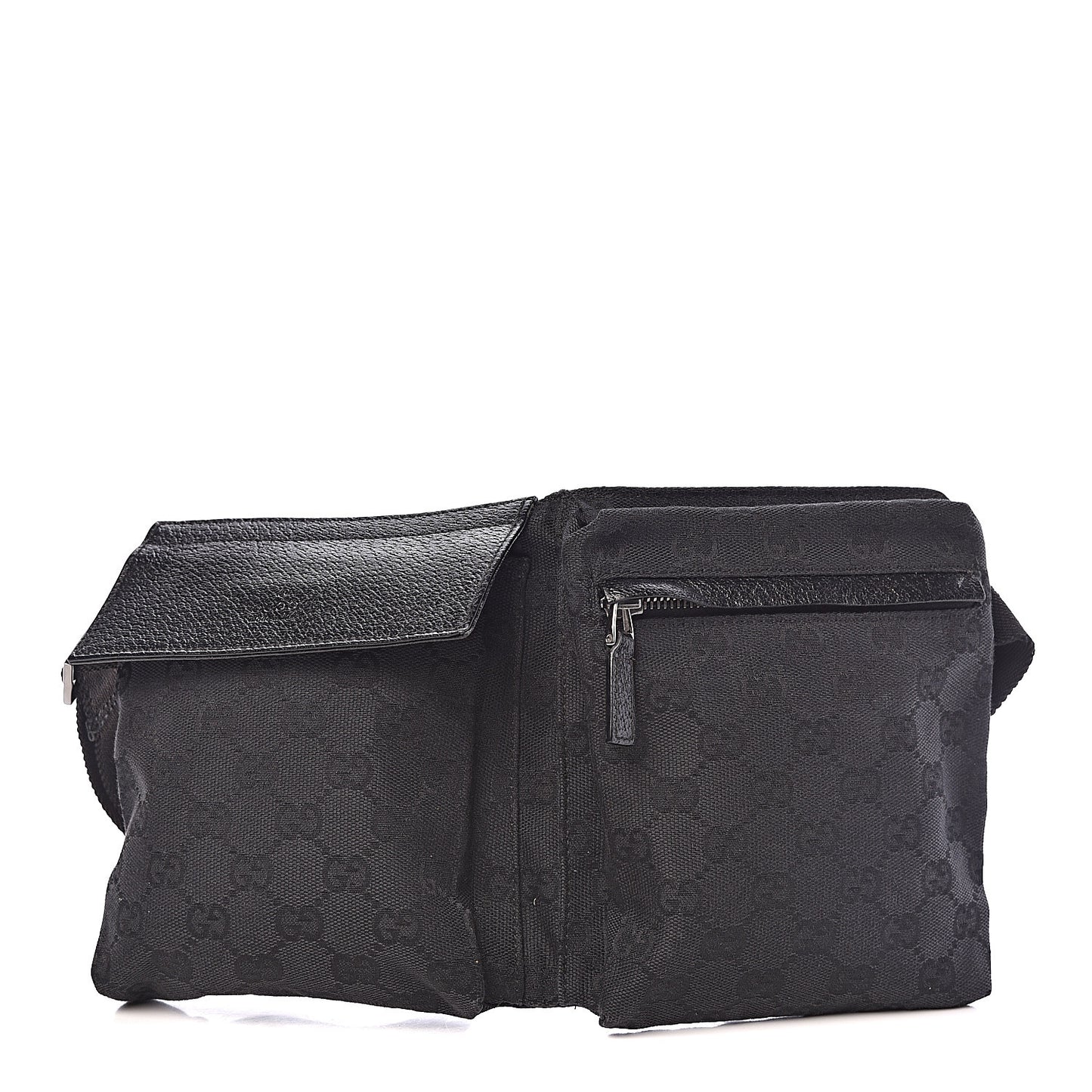 GG Monogram Double Pocket Belt Bag Black
