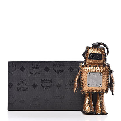 MCM Metallic Visetos Robot Key Ring Bag Charm Gold 4 of 4