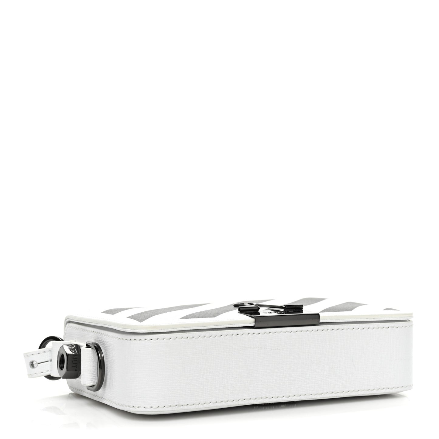Saffiano Striped Mini Diag Binder Clip Bag White Black Yellow