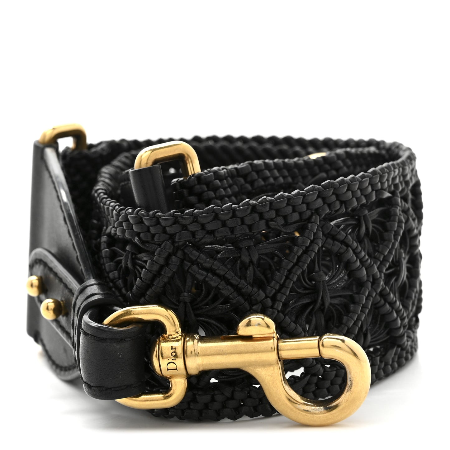 Lambskin Raffia Woven Shoulder Strap Black