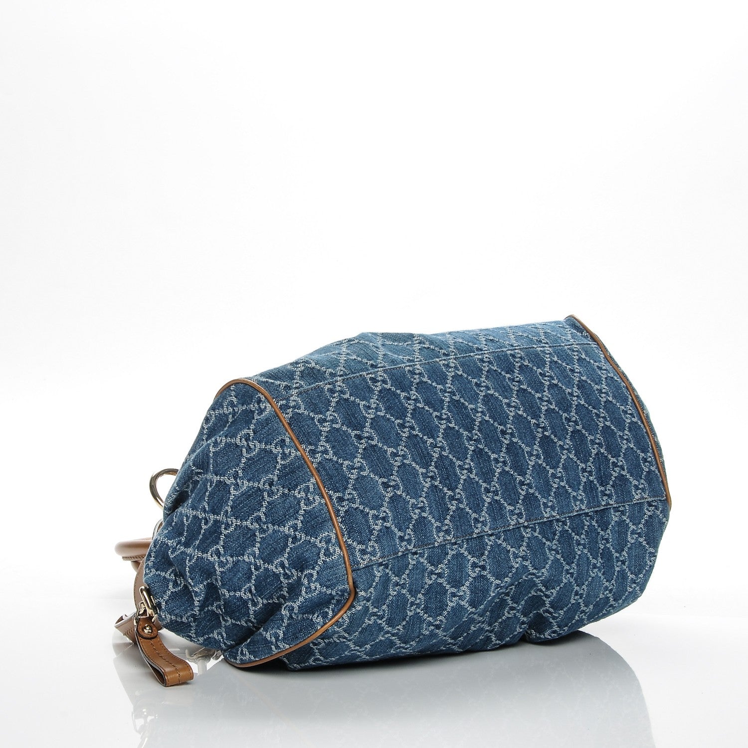 Gucci Denim Monogram Medium Sukey Boston 4 of 11