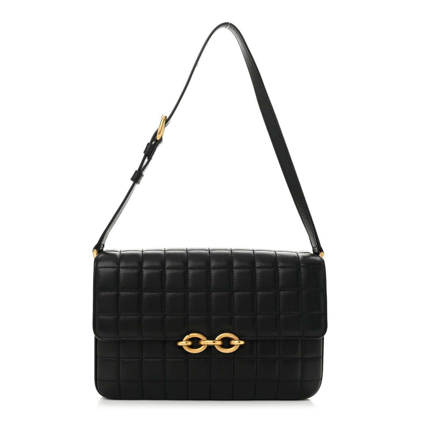 Lambskin Carre Quilted Le Maillon Satchel Black