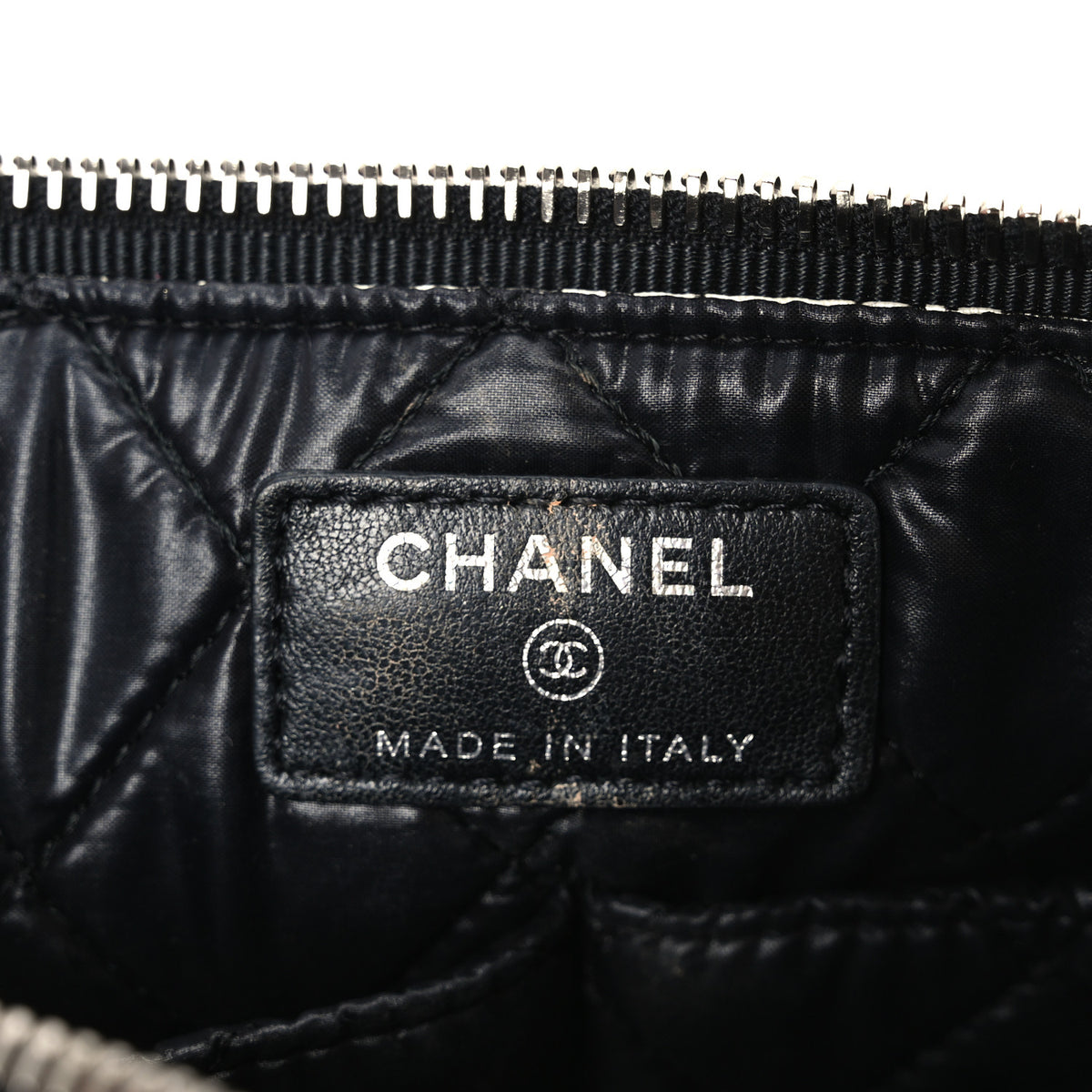Chanel Coated Canvas Airline Cosmetic Pouch Black White 6 of 8