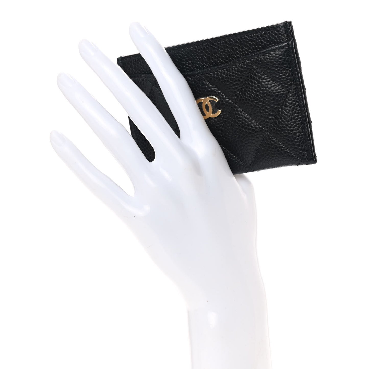 Caviar Quilted Card Holder Black