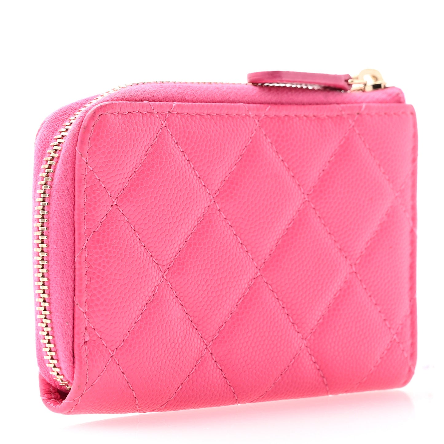 Caviar Quilted Zipped Key Holder Case Pink
