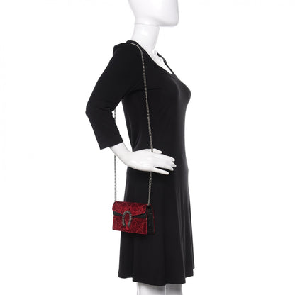 Gucci Velvet GG Monogram Super Mini Dionysus Shoulder Bag Red Cipria Black 2 of 10