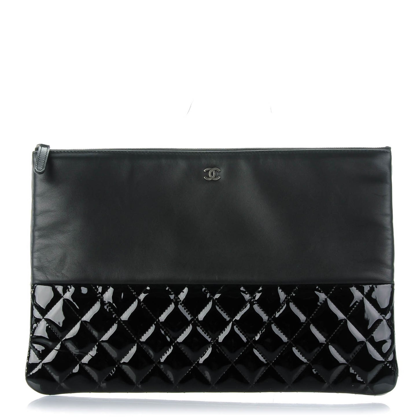 Lambskin Patent Quilted Large Cosmetic Case Black