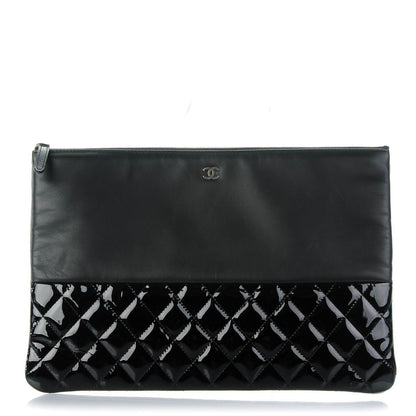Chanel Lambskin Patent Quilted Large Cosmetic Case Black 1 of 7