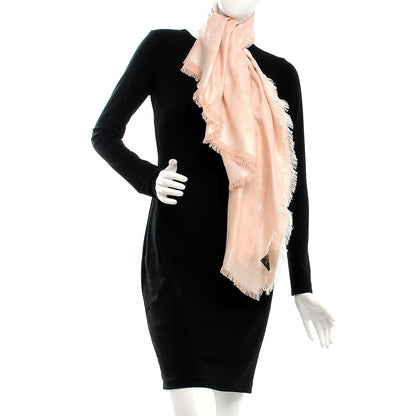 Louis Vuitton Silk Wool Monogram Denim Shawl Pink 3 of 5