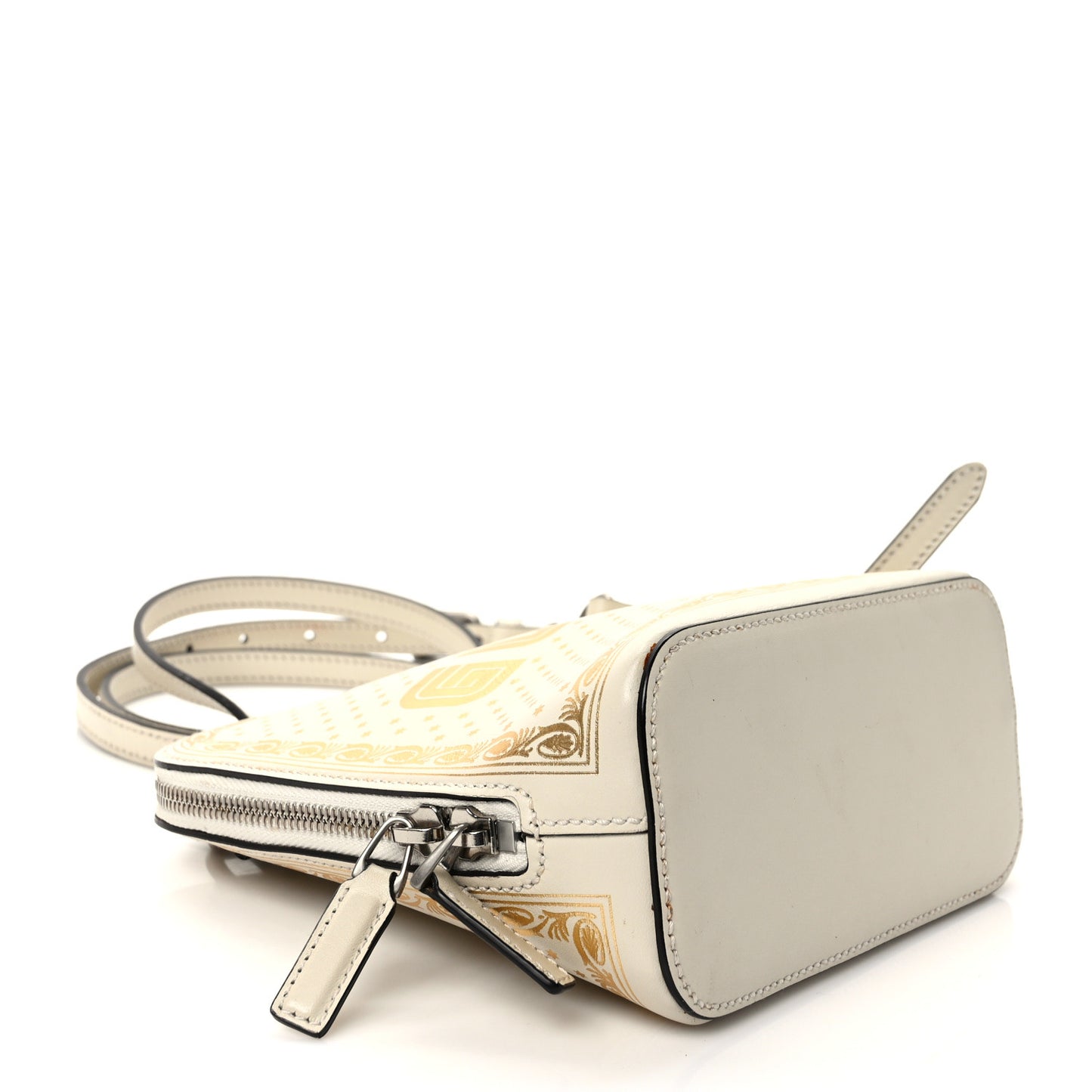 X SEGA Calfskin GUCCY Stars Mini Dome Shoulder Bag Mystic White Gold