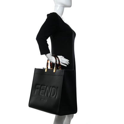 Fendi Vitello King Plexiglass Large Fendi Sunshine Shopper Tote Black 2 of 9