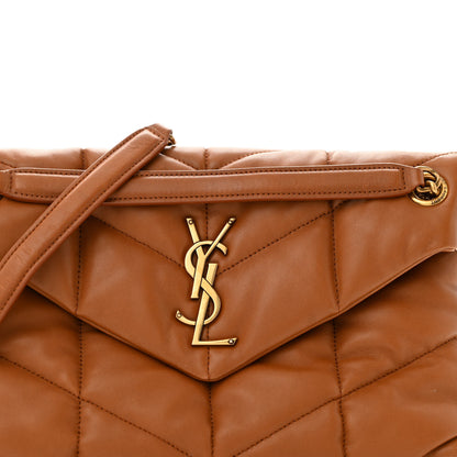 Saint Laurent Lambskin Quilted Small Loulou Puffer Monogram Chain Satchel Dark Honey 8 of 15