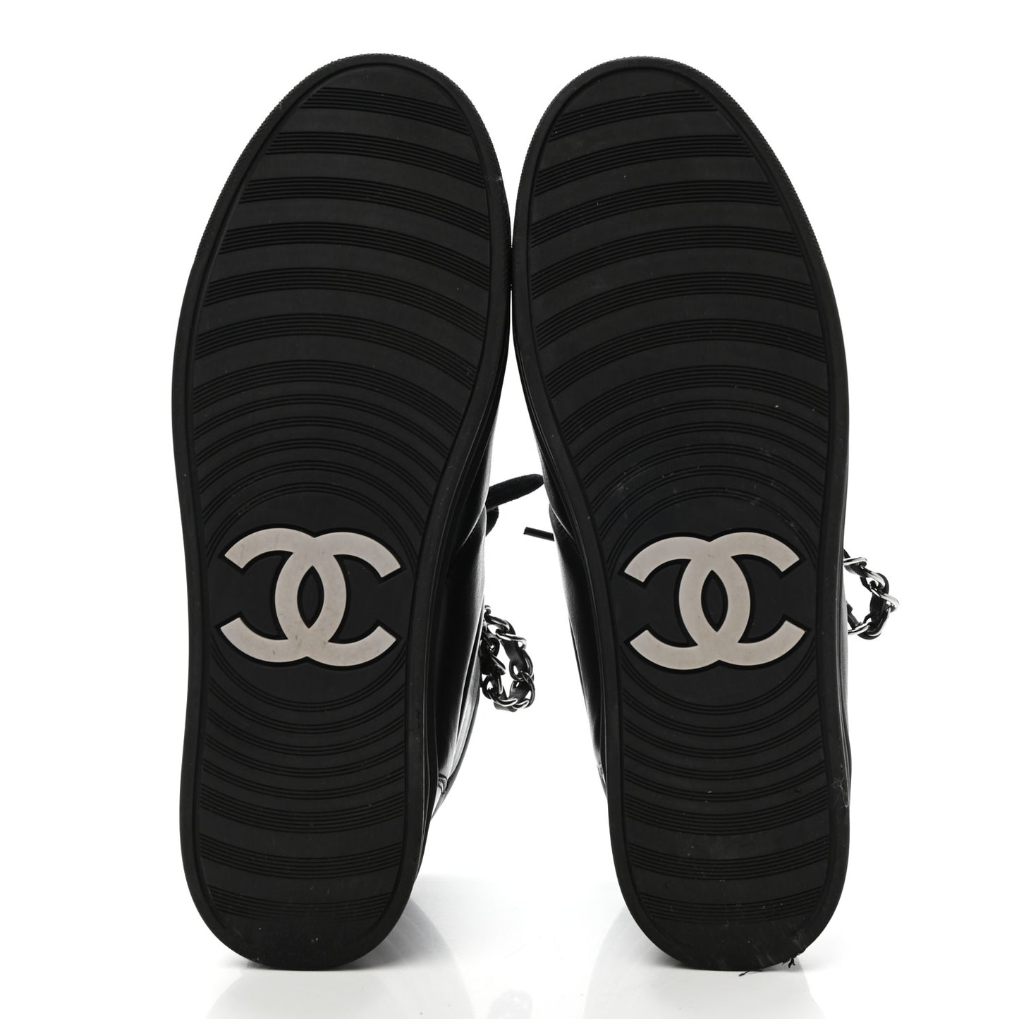 Lambskin Zipped Chain CC Sneakers 40.5 Black