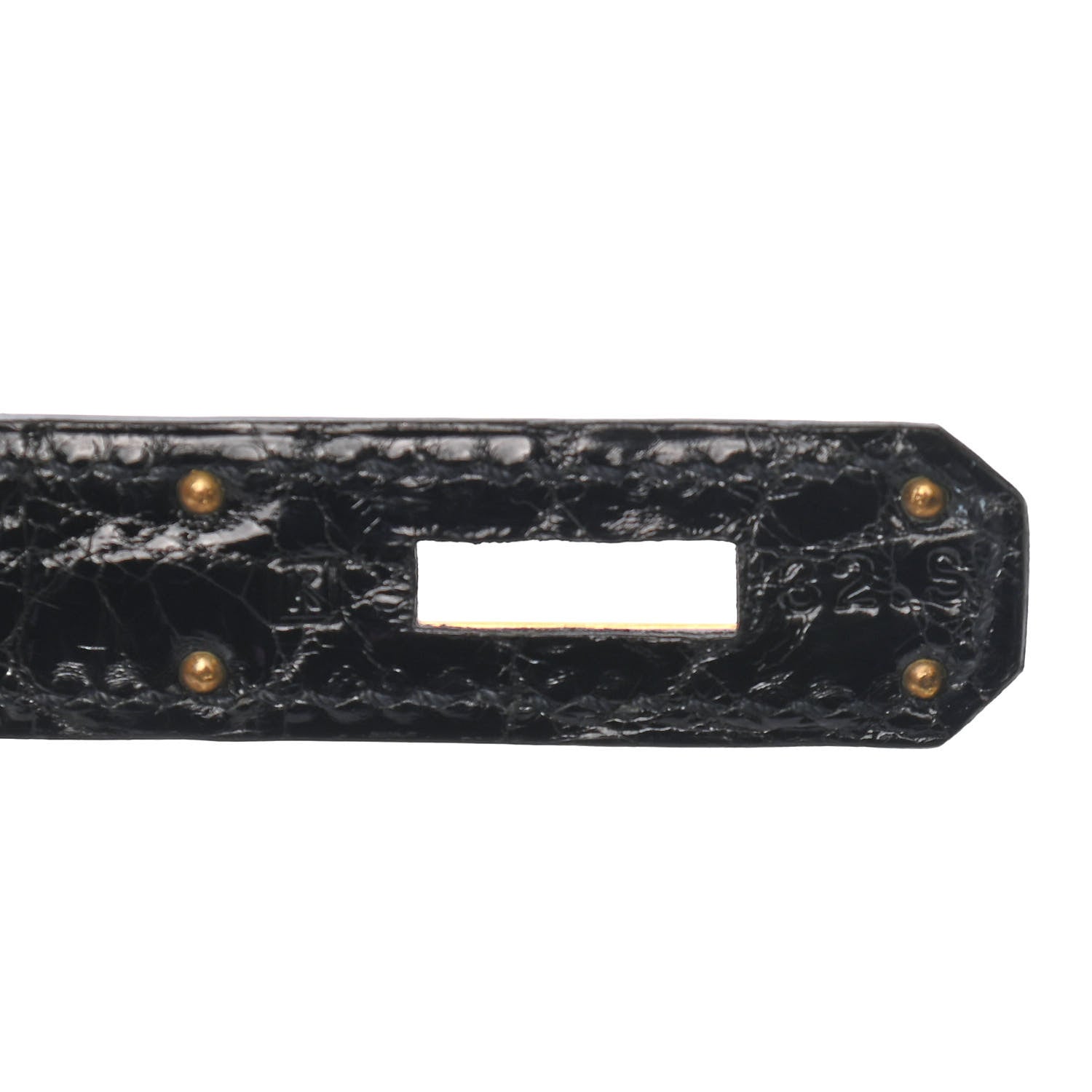 Hermes Shiny Niloticus Crocodile Kelly Sellier 32 Black 6 of 10