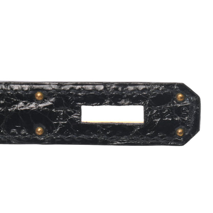 Hermes Shiny Niloticus Crocodile Kelly Sellier 32 Black 6 of 10