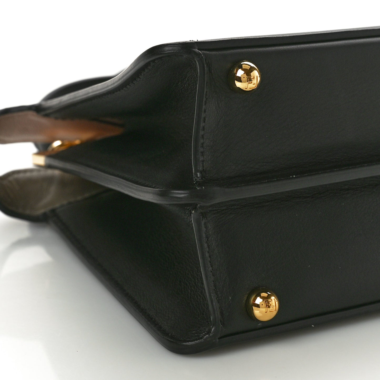Vitello Seta Nappa Bi-Color Small Peekaboo I SEE U Satchel Black Light Rose Tortora