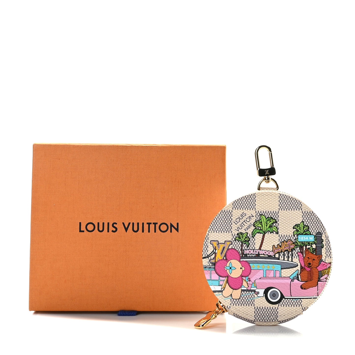 Damier Azur 2021 Christmas Animation Hollywood Bag Charm Fuchsia