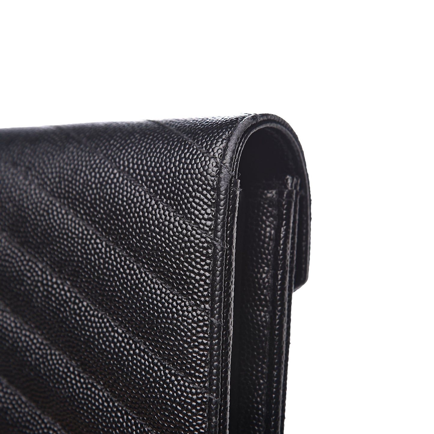 Grain De Poudre Matelasse Chevron Monogram Flap Wallet Black