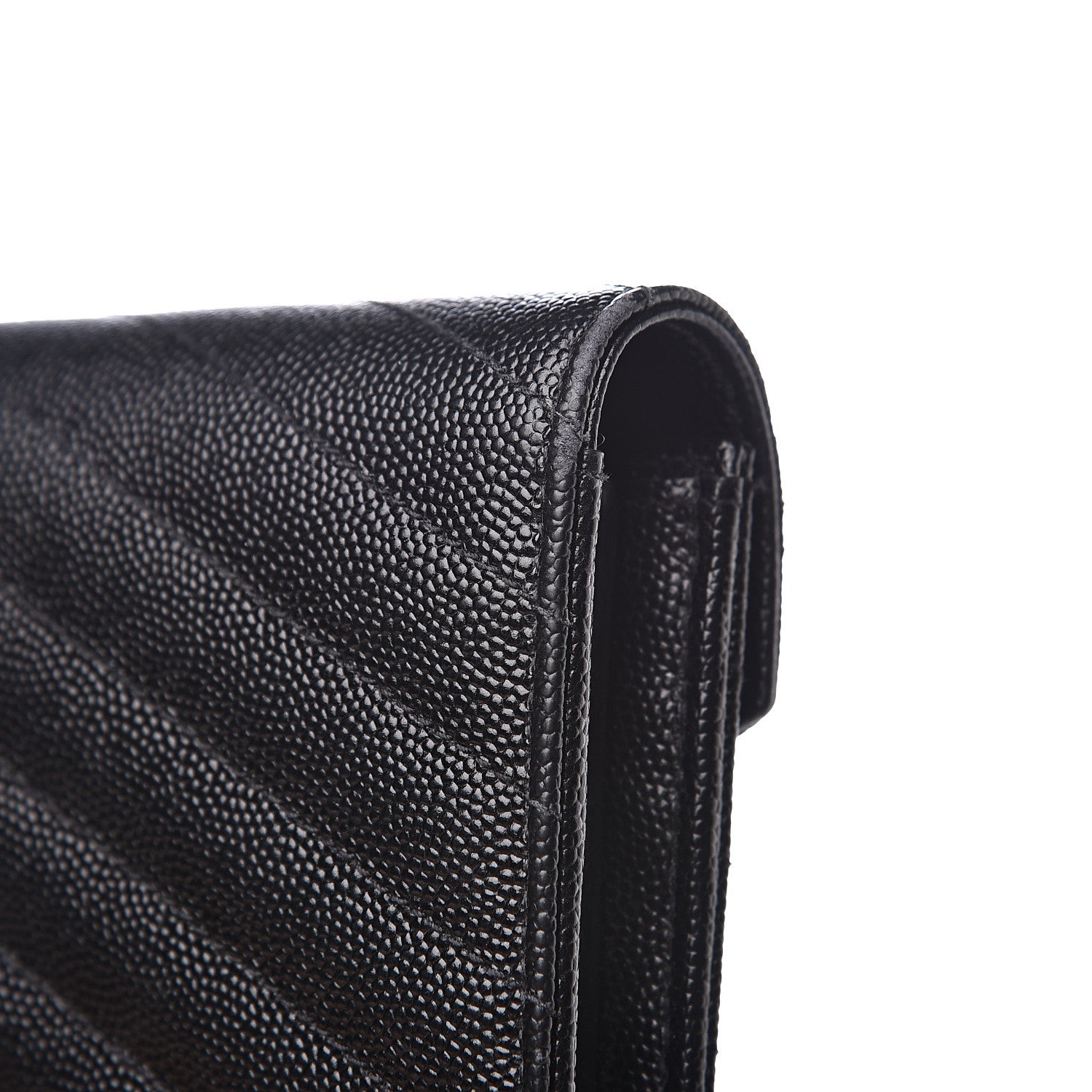 Saint Laurent Grain De Poudre Matelasse Chevron Monogram Flap Wallet Black 7 of 12