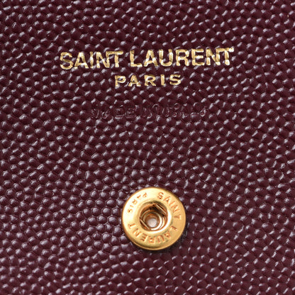 Saint Laurent Grain De Poudre Matelasse Chevron Monogram Card Case Bordeaux 6 of 8