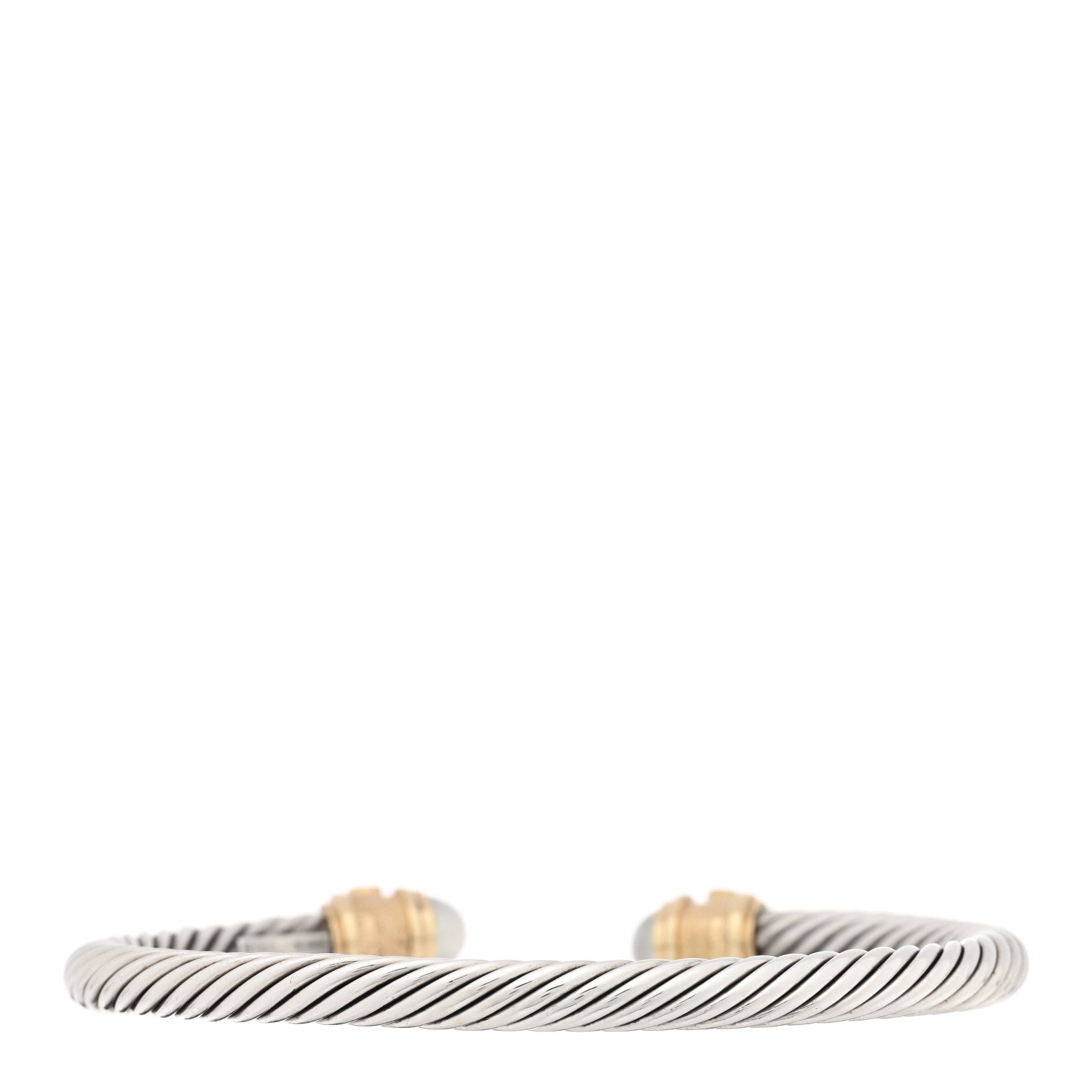 David Yurman Sterling Silver 14K Yellow Gold Cultured Pearl Ruby 5mm Cable Renaissance Bracelet 2 of 3