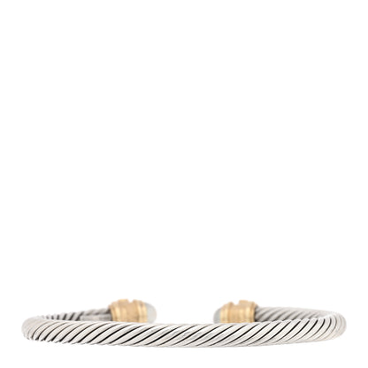 David Yurman Sterling Silver 14K Yellow Gold Cultured Pearl Ruby 5mm Cable Renaissance Bracelet 2 of 3