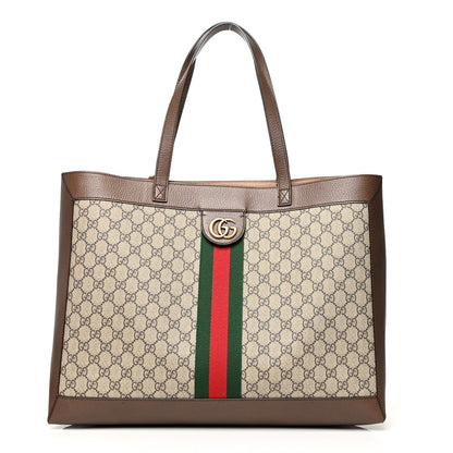 Gucci GG Supreme Monogram Web Ophidia Tote Brown 3 of 15