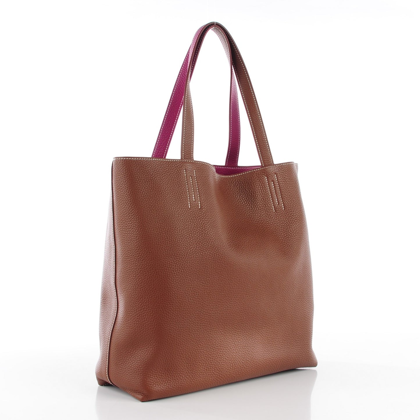Taurillon Clemence Double Sens 36 Reversible Tote Marron Tosca
