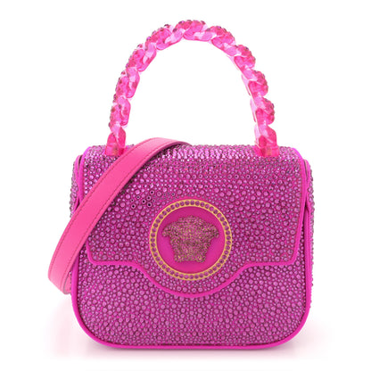 Versace Satin Crystal Studded Mini La Medusa Bag Fuxia 1 of 13