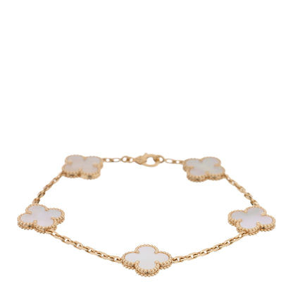 Van Cleef & Arpels 18K Yellow Gold Mother of Pearl 5 Motifs Vintage Alhambra Bracelet 1 of 4