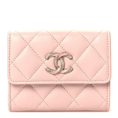 Chanel Caviar Quilted Crystal Enamel Flap Card Holder Pink 1 of 9