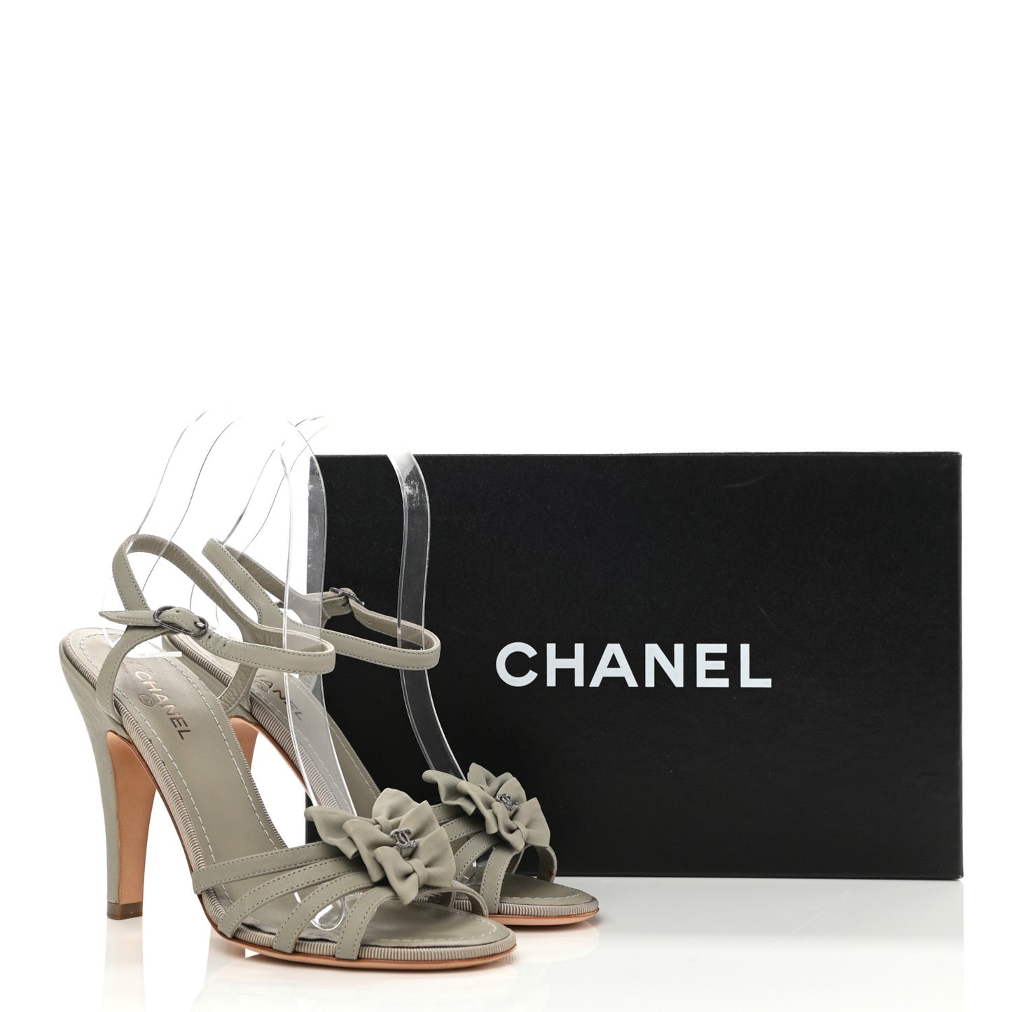 Lambskin Bow Sandals 36.5 Grey
