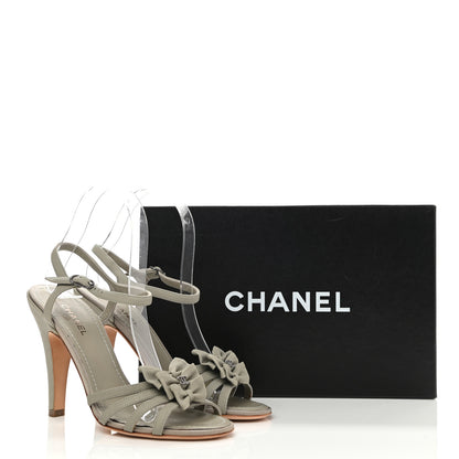 Chanel Lambskin Bow Sandals 36.5 Grey 9 of 9