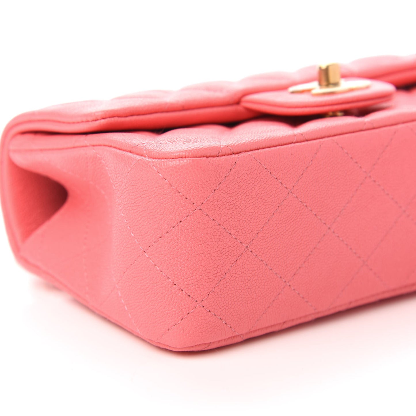 Caviar Quilted Mini Top Handle Rectangular Flap Pink