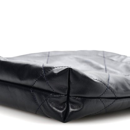 Chanel Shiny Calfskin Quilted Mini Chanel 22 Navy Blue 9 of 10